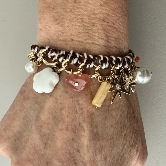 NWT Free People Bailey Gold and Brown Charm Bracelet - Picture 8 of 8